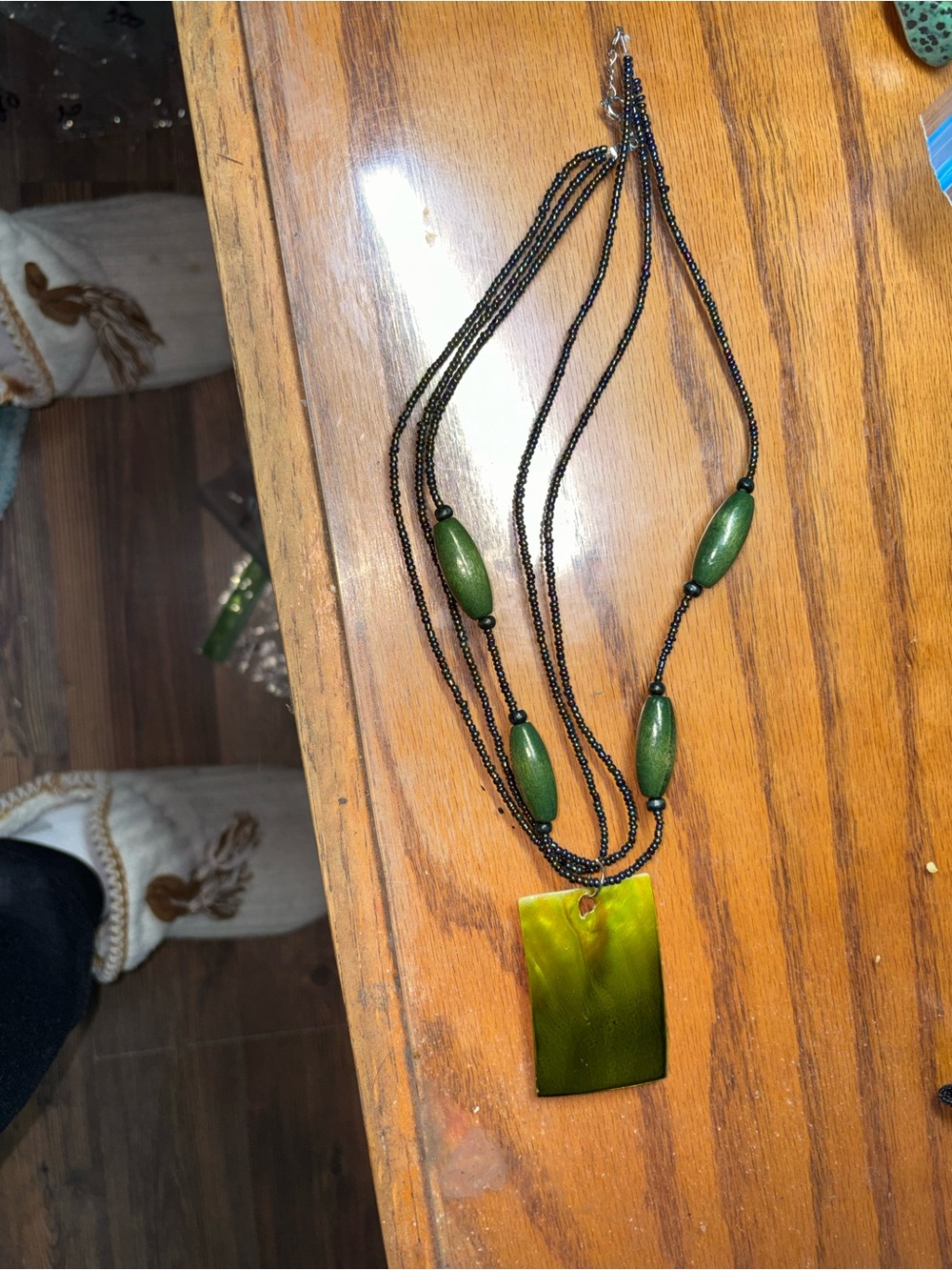 Green Multi-Strand Pendant Necklace - Women Jewelry12 1/2 Inch